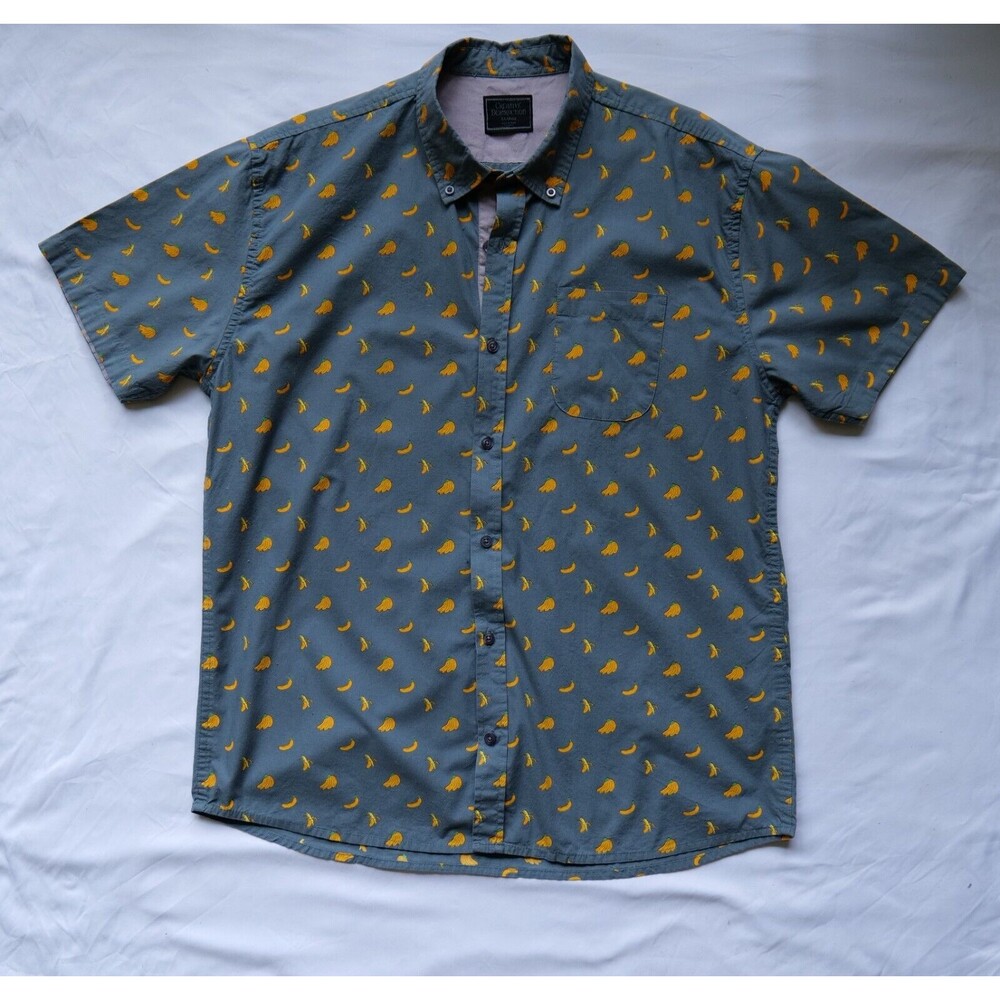 Creative Destruction Banana Blue/Gray Button Up Shirt Size X-Large